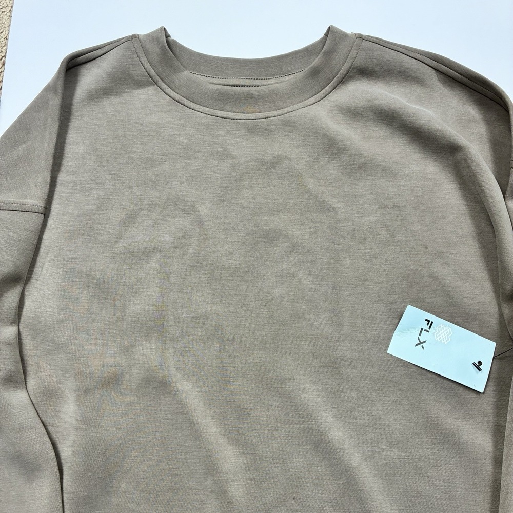 FLX Sweatshirt S Minimalist Earthy Tone Workout Athleisure Soft Touch Oversized - Picture 2 of 8